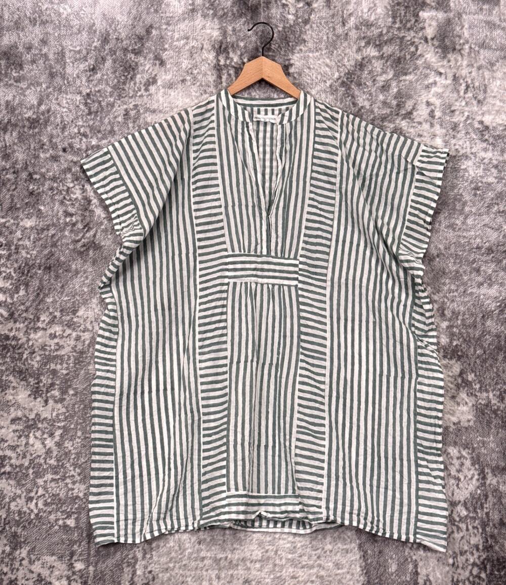 Emerson Fry India Collection Caftan Dress OS One Size Organic Cotton Striped